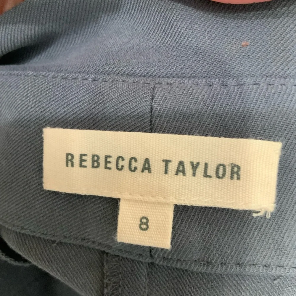 Rebecca‎ Taylor Sz 8 Silk Blend Slate Gray Blue Belted Paperbag Trousers Pants